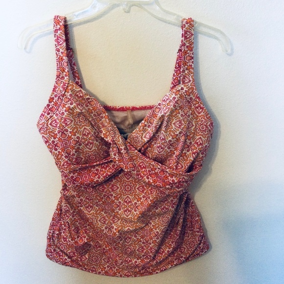 Lands' End Other - Lands End Orange Print Tankini Swimwear Top Size 14